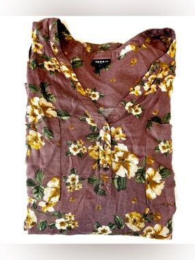 Torrid Harper Super Soft Tunic Women 4X Brown Purplish Long Sleeves